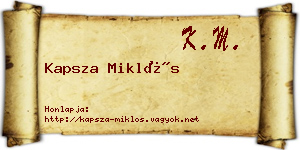 Kapsza Miklós névjegykártya